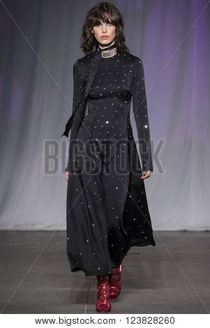 New York City USA - February 13 2016: Lorelle Rayner walks the runway during the Jill Stuart Women's show as a part of Fall 2016 New York Fashion Week