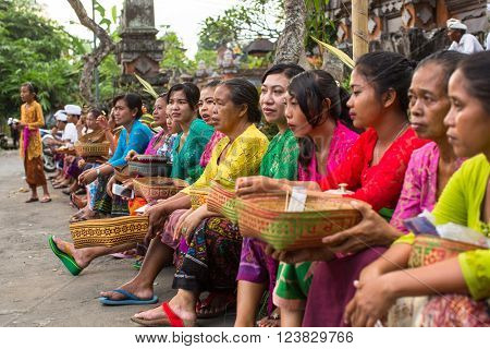 UBUD, BALI - MAR 8, 2016: Unidentified people during the celebration before Nyepi - Balinese Day of Silence. Day Nyepi is also celebrated as New Year - according Balinese calendar now came 1938 year. 