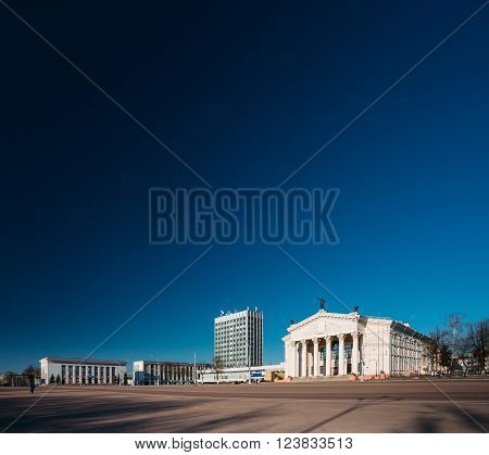 Building Of Gomel Regional Drama Theatre On The Lenin Square in Gomel, Belarus.