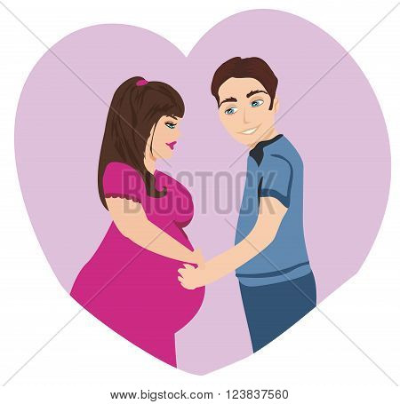 pregnant woman and baby kick, vector illustration