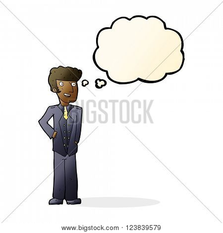 cartoon upperclass man with thought bubble