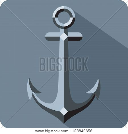Anchor. Computer icon in a flat style with shadow. Vector image.