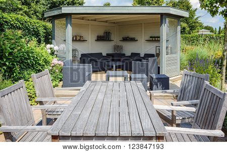 Patio the subject of architecture and landscape design in parks and gardens.