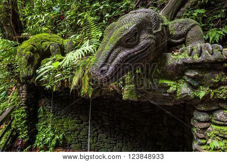 Giant Lizard in Sacred Monkey Forest Sanctuary Ubud Bali Indonesia