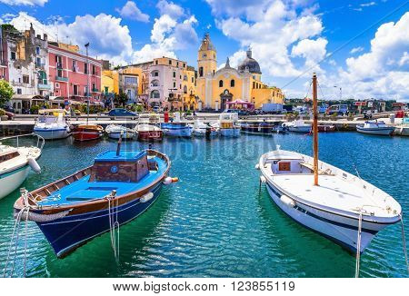 colorful Procida island in Campania, Italy
