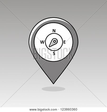 Compass wind rose outline pin map icon. Map pointer. Map markers. Direction southwest. Meteorology. Weather. Vector illustration eps 10