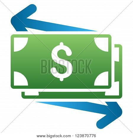 Spend Banknotes vector toolbar icon for software design. Style is a gradient icon symbol on a white background.