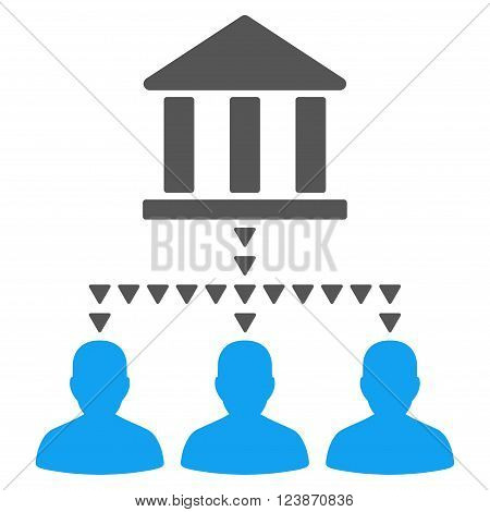 Bank Building Client Links vector icon. Style is bicolor flat icon symbol, blue and gray colors, white background, triangle dots.