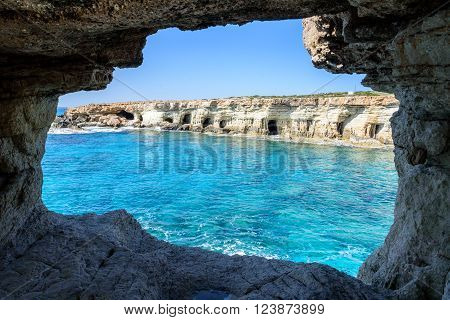 Beautiful cliffs and arches in Aiya Napa Republic of Cyprus