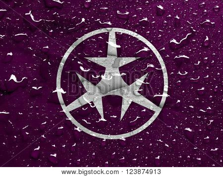 a flag of Setagaya with rain drops