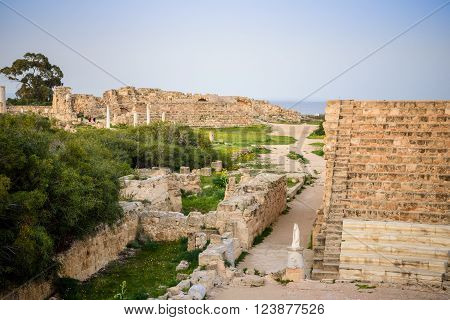 Amphitheater in ancient city of Salamis located in eastern part of Cyprus.