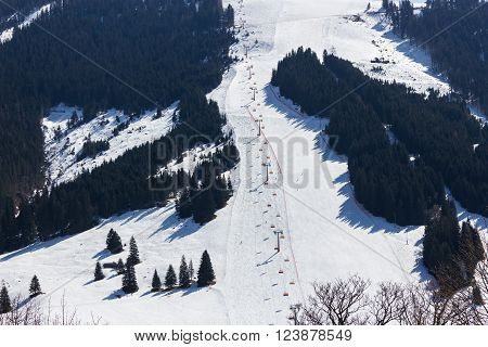 Ski area Dienten am Hochkonig austria Alps in winter