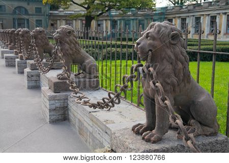 St. Petersburg, historic Site - sculptures of lions near Kushelev-Bezborodko's estate