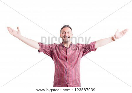 Happy Man With Arms Wide Open