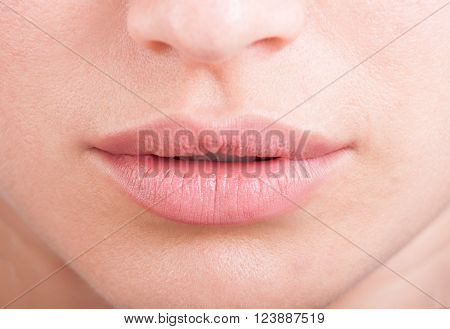 Hylauronic acid female lips. Beauty and healthcare concept