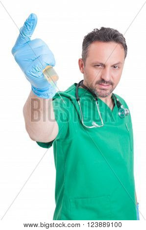 Evil Doctor Ready To Stab With Syringe