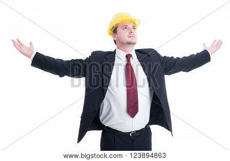 Engineer, Architect Or Contractor With Arms Outspread And Outstretched