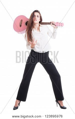 Sexy Young And Beautiful Female Or Woman Guitarist