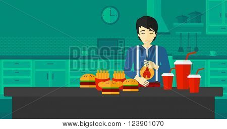 Man suffering from heartburn.