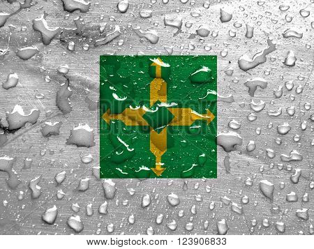 the Federal District flag with rain drops, 3d