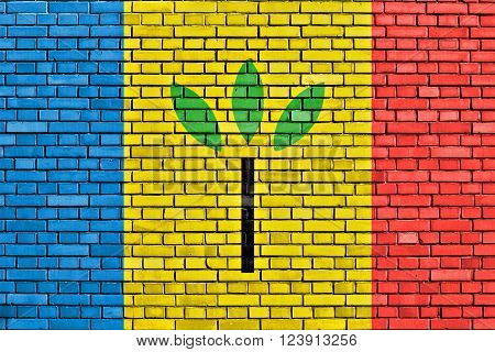 flag of Landgraaf painted on brick wall