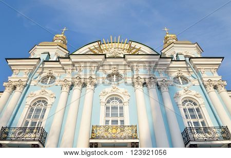 Naval Cathedral of St. Nicholas and the Epiphany in St.Petersburg at sunny day Russia.