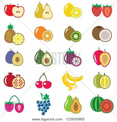 Set of fruits color icons vector illustration