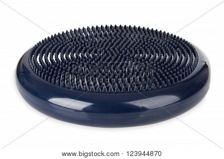Dark blue balance cushion isolated on white Background. Shot in Studio