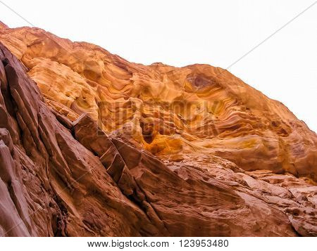 Close up wall of Colored Canyon, near Mount Sinai and Nuweiba, Sinai Peninsula in Egypt.