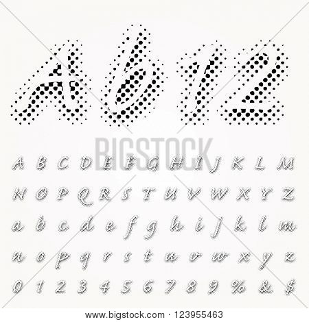 vector dotted halftone shadow raster font