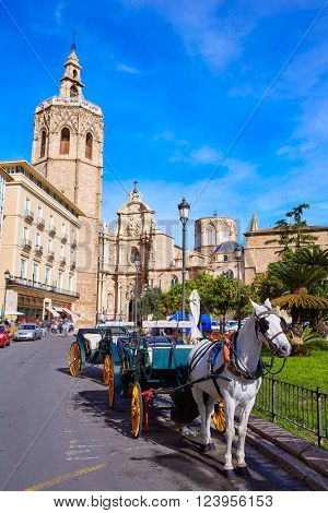 Valencia Cathedral and Miguelete tower Micalet in Spain