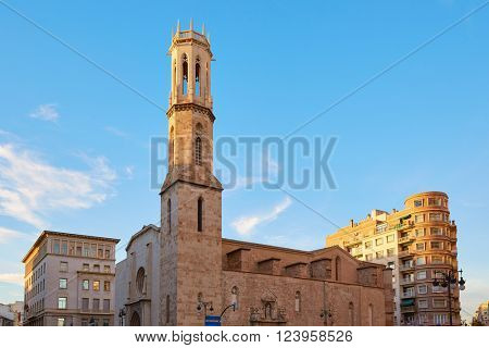 Valencia Xativa street and Sant Agusti church square in Spain San Agustin