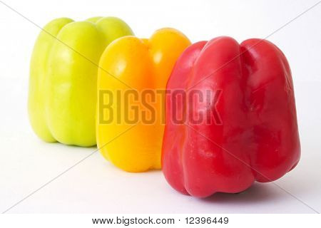 Grupa bellpeppers czerwony, zielony i żółty