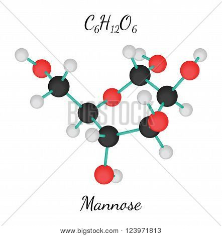 C6H12O6 Mannose 3d molecule isolated on white