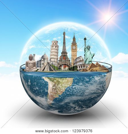 Monuments Of The World In A Glass Of Water