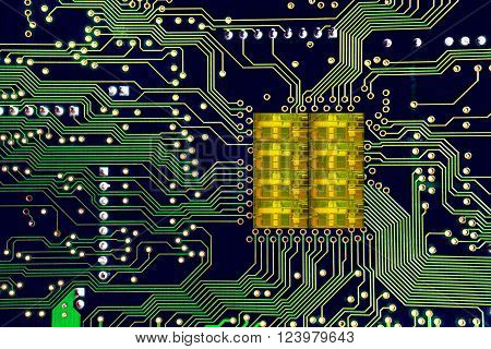 Close-up On A Cpu Microchip On A Scheme