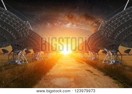 Radio Telescope View At Night