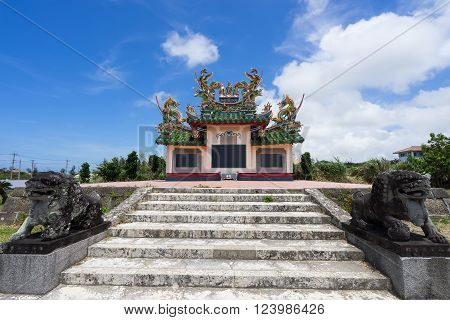 OKINAWA, JAPAN - AUG. 15 2015: Chinese Cemetery in Ishigaki Island, Okinawa Japan. It was build in 1971 for memorial of Chinese victims of 
