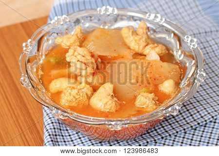 Hot and Spicy Curry of Water orange with fish. sour soup made of tamarind paste.
** Note: Shallow depth of field