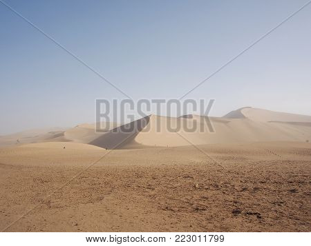 A Part Of Silk Road In Dunhuang Desert. Travel In Dunhuang, Gansu, China. In 2013, October 14Th
