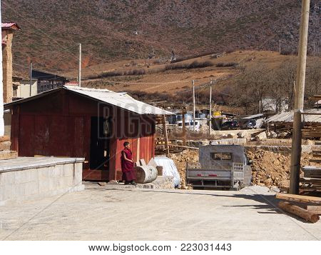 Songzanlin Lama Tibetan Temple In Zhongdian Or Shangli La City. Travel In Zhongdian City , Yunnan Ch
