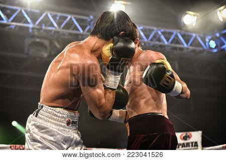 An Unidentified Boxers In The Ring During Fight For Ranking Points