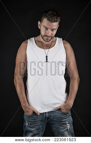 Fashion Model On Grey Background.