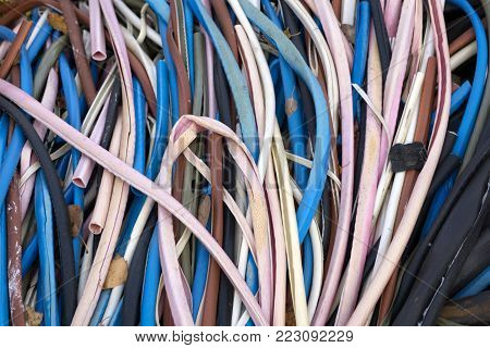 Rusted steel wire scrap.Wire rope - heavy duty steel wire cable
