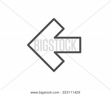 Left arrow line icon. Direction Arrowhead symbol. Navigation pointer sign. Quality design element. Editable stroke. Vector