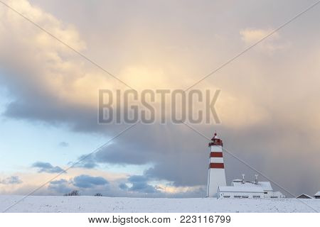 Alnes Lighthouse At Godoya Island Near Alesund.