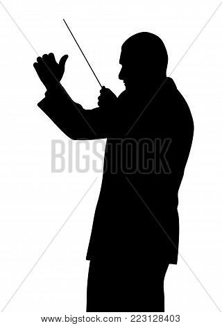 Music conductor. Isolated white background. EPS file available.