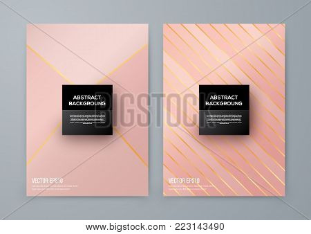 Brochure template with rose goldbackground. cover backdrop for banner or poster design