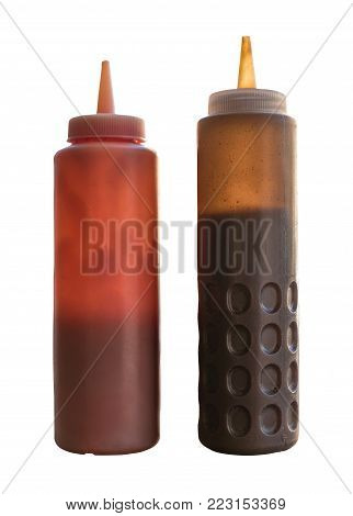 A Pair Of Squeezy Bottles For Ketchup And Brown Sauce (Scottish Chippy Sauce)