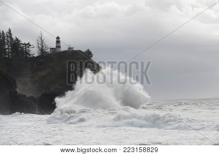 Waves on Washington Coast at Cape Disappointment State Park